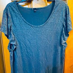 Gap Navy Blue Glitter Blingy Ruffle Top Shirt Tee